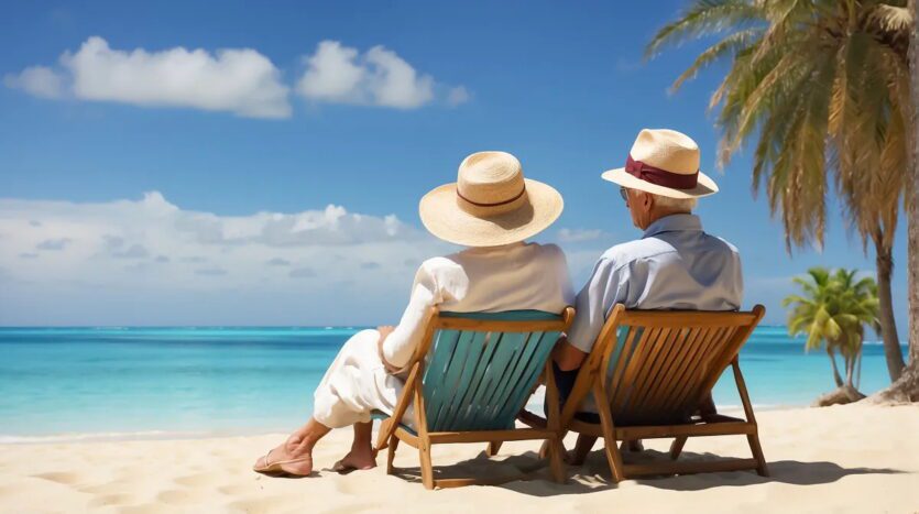 Ehepaar am Strand im Liegestuhl